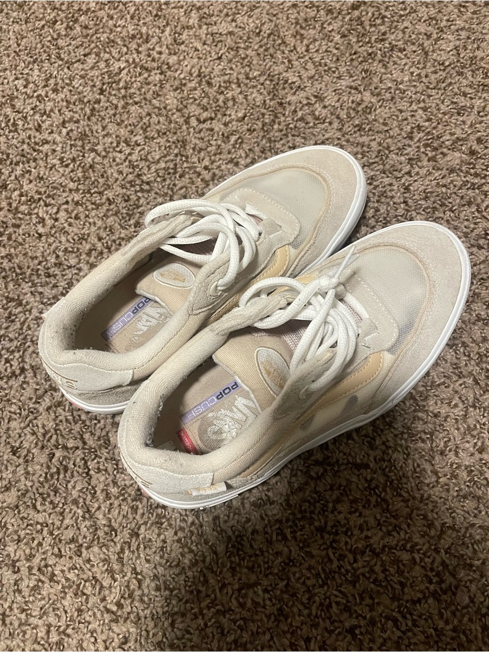 Vans Men's Beige and Off-White Low-Top Sneakers